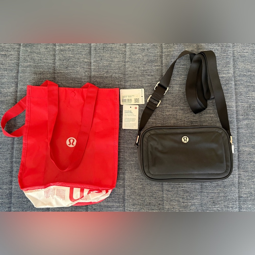 lululemon athletica Red Tote and Black Crossbody Camera Bag 2L
